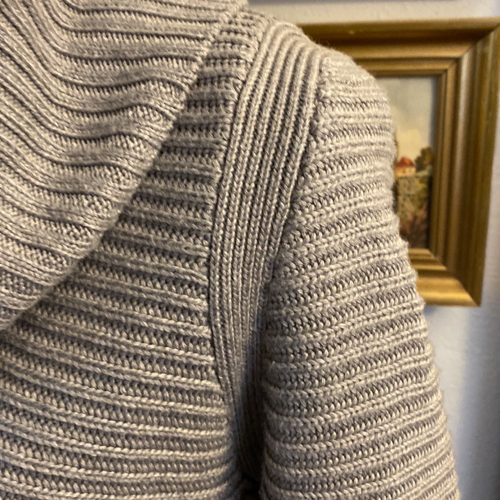 Calvin Klein Horizontal Ribbed Gray Cowl Neck Sweater - Picture 12 of 13